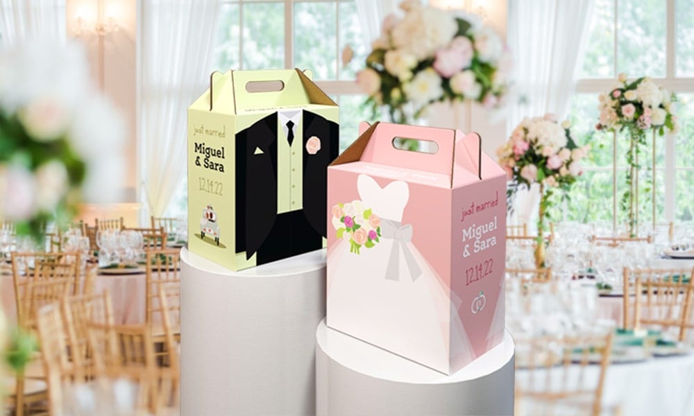 Wedding party proposal gift box designed to match wedding theme