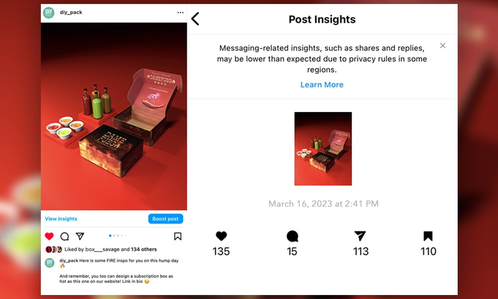 Custom mailer box with logo and brand colors demonstrating strong brand recognition