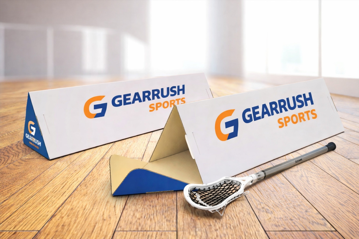 Custom triangle tube box for sports equipment company mailing lacrosse sticks