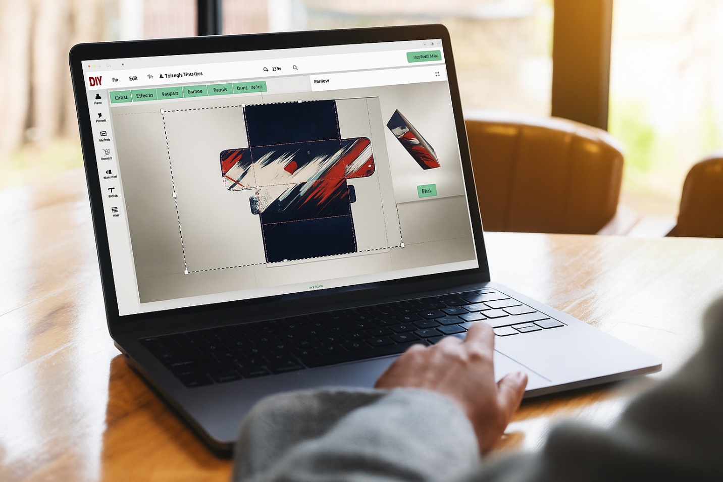 DIYpack’s proprietary custom packaging design tool with 3D preview