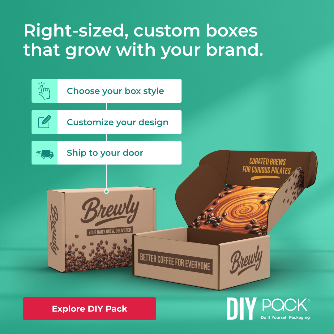DIYpack right sized packaging easy to order by customizing your box and with a couple of clicks your order goes to production.