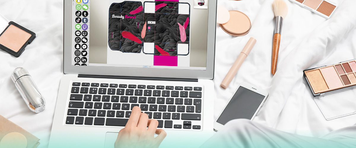 A subscription box brand designing their custom packaging online to upload to DIYpack