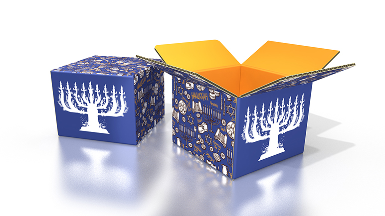 Custom Hannukah boxes with inside and outside printing