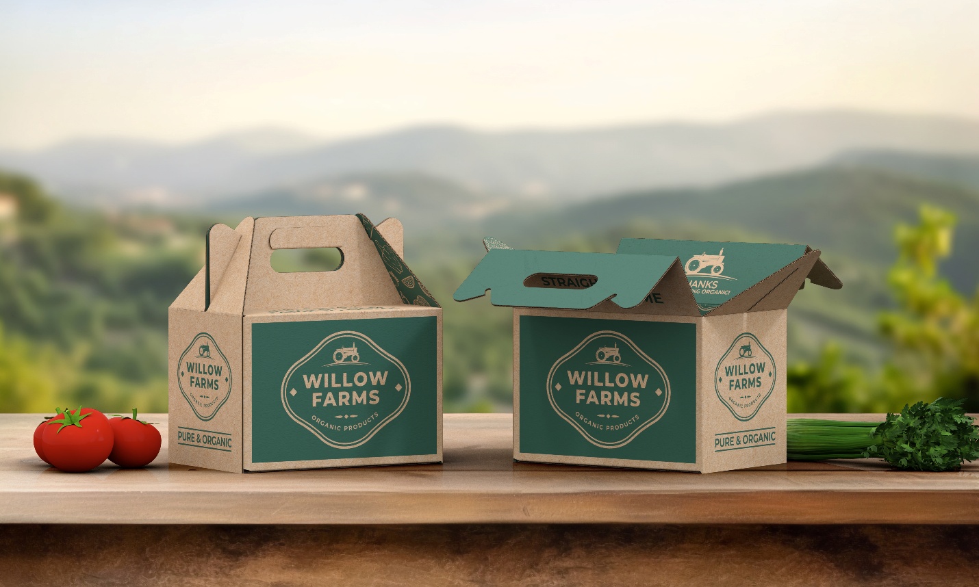 Custom Kraft gable box with farm brand logo print