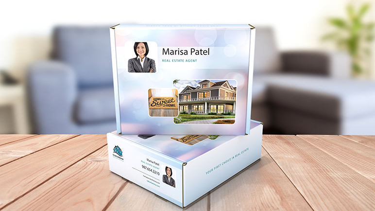 Custom mailer box welcome home box from realtor