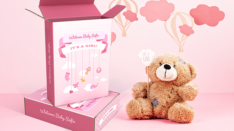 Custom retail box for baby shower favors