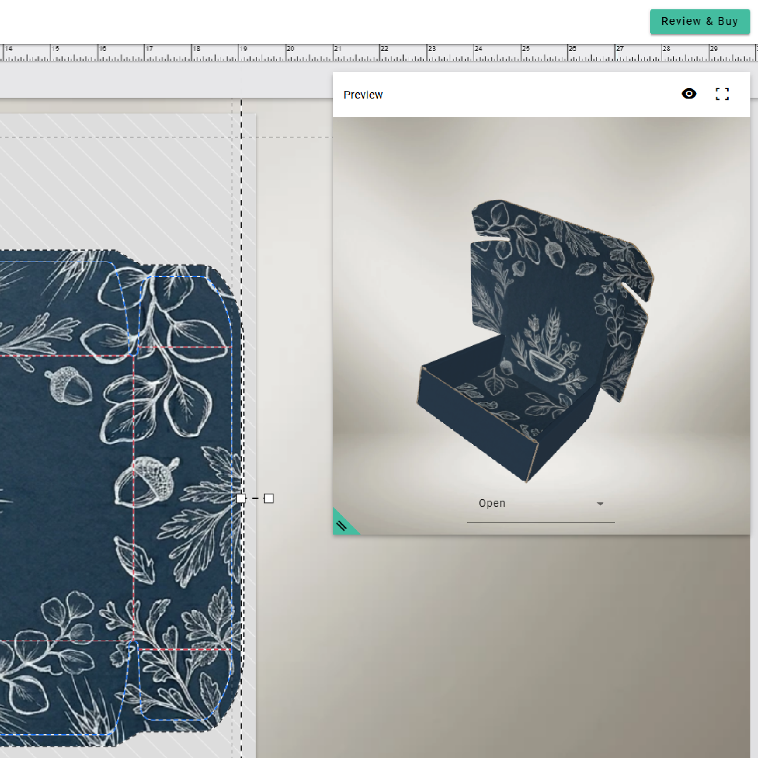 Live 3D preview of the package inside the online editor