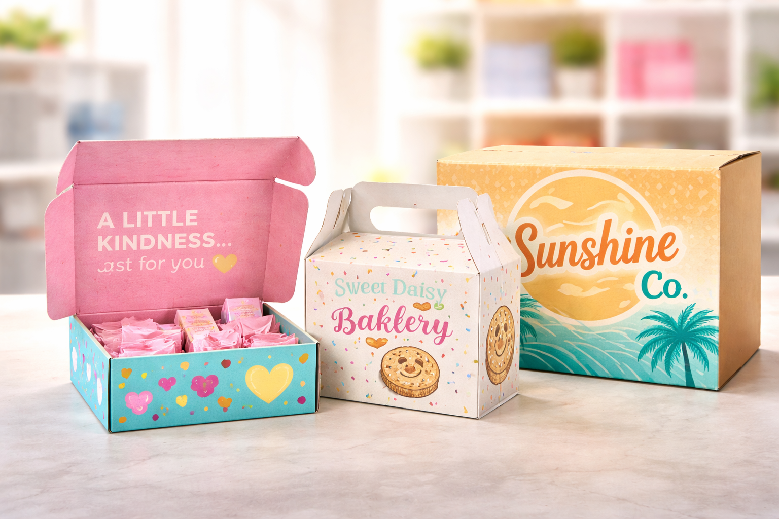 Three custom Printed boxes